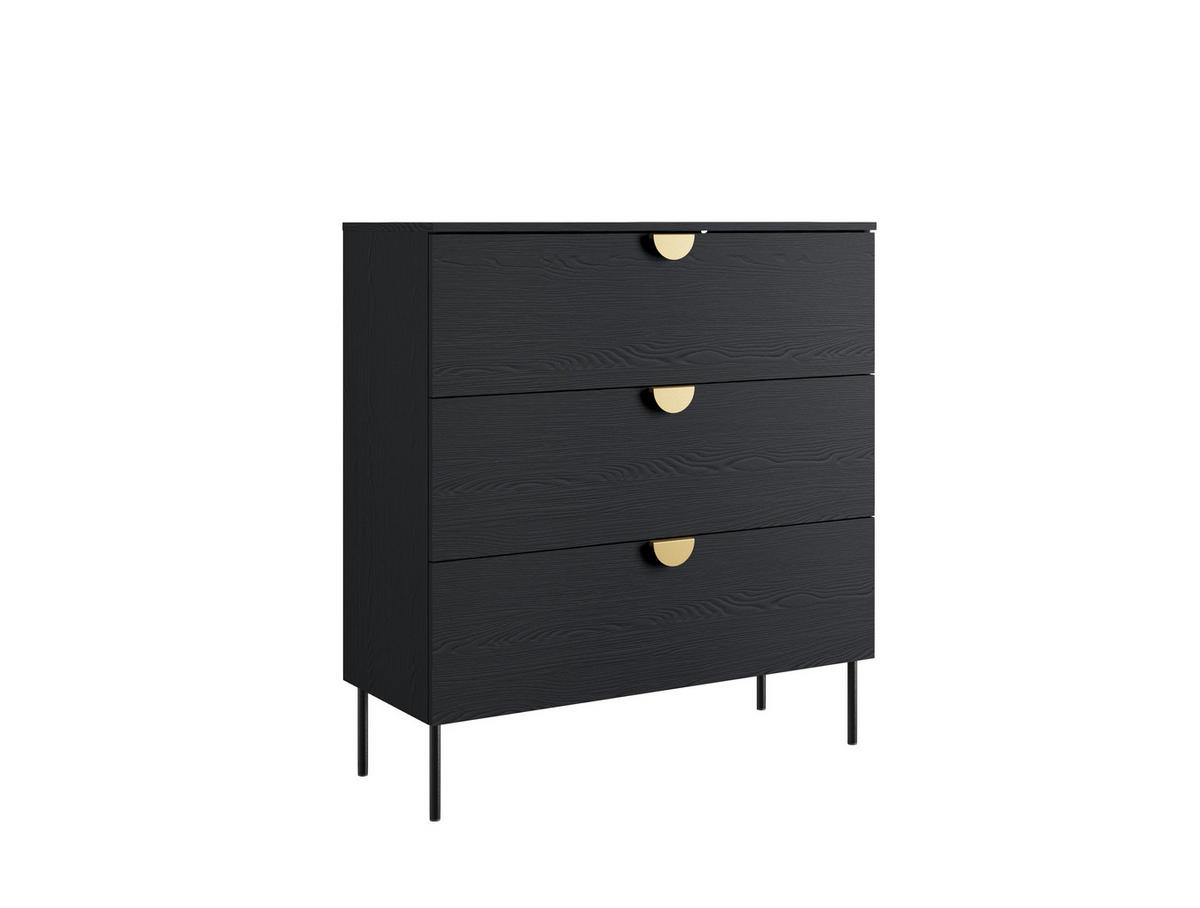 KOMMODE FRAYN 100/107/40cm mit 3 Schubladen Türen Graphitfarben - Graphitfarben, Holzwerkstoff (100/107/40cm) - MASSENO