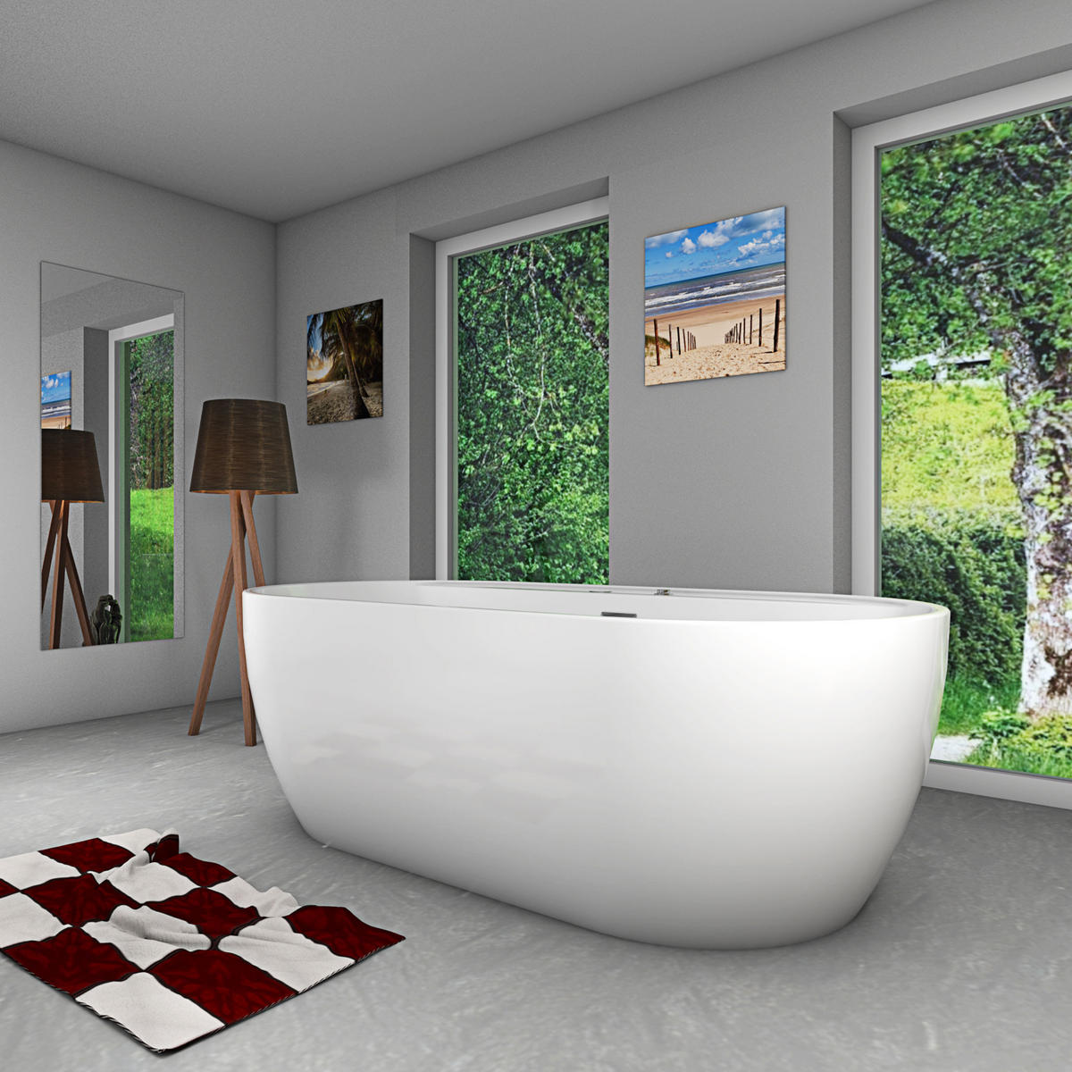 FREISTEHENDE Wanne F29 180x90cm Whirlpool Luft & Wasser - Weiß, Glas/Kunststoff (90/58/180cm) - AcquaVapore by Sandra Jentho