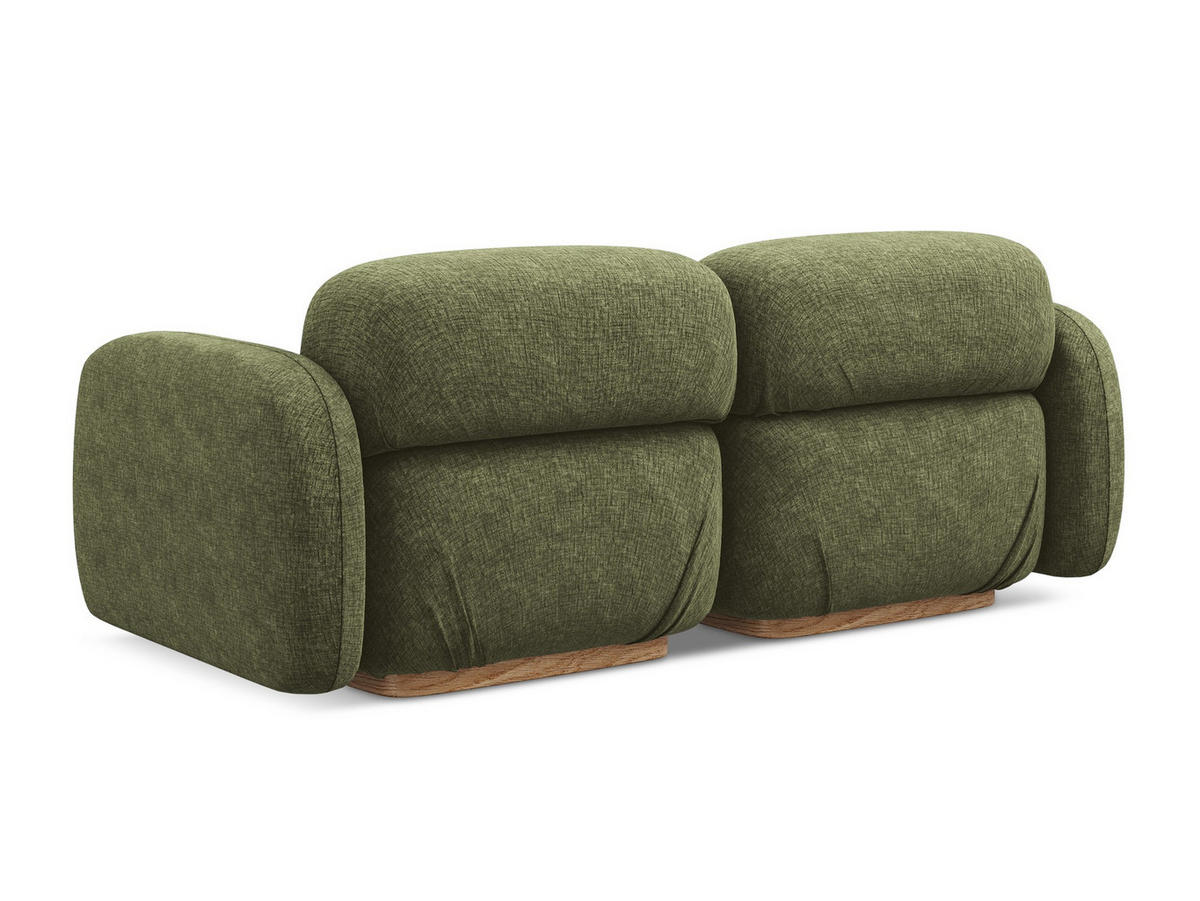 3-SITZER SOFA Chenille Stoff Grün - Braun/Olivgrün, Holz/Textil (190/73/95cm) - Makamii