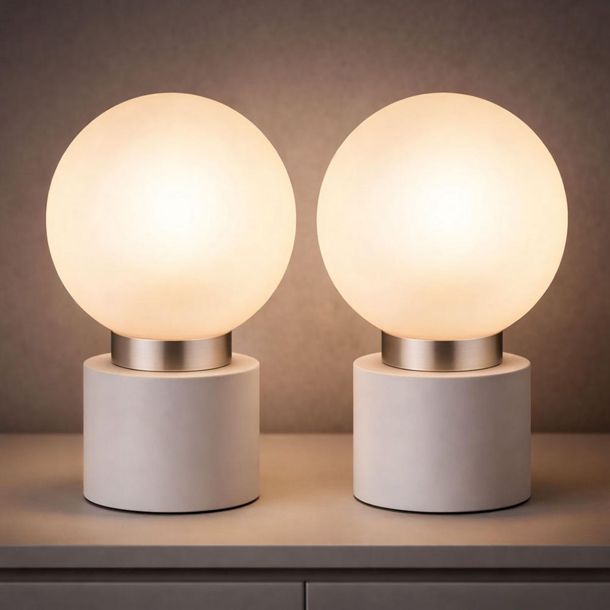 TISCHLEUCHTE Metall Weiß 2er Set - Weiß, Glas (15/15/24.5cm) - Globo Lighting