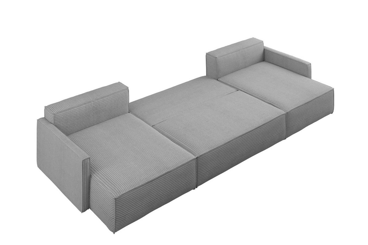 ECKSOFA Carlos Mit Schlaffunktion und Bettkasten Elegante Stoff Poso Silber - Silberfarben, Holz/Textil (348/142cm) - Kaiser Möbel