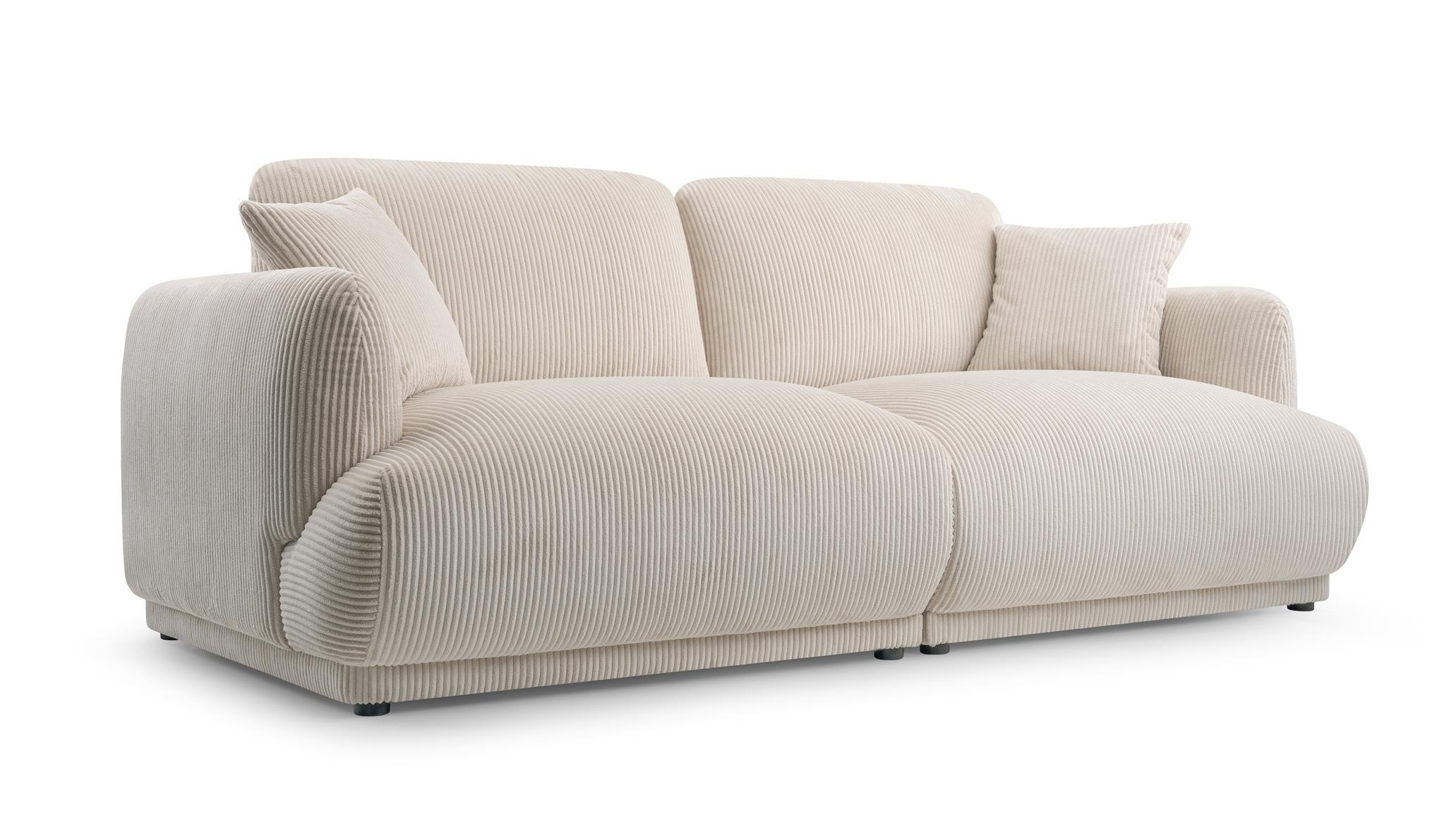2-SITZER-SOFA Locco Cremefarbe, Zweisitzer Sofa - Creme, Holzwerkstoff (206/83/102cm) - Bettso