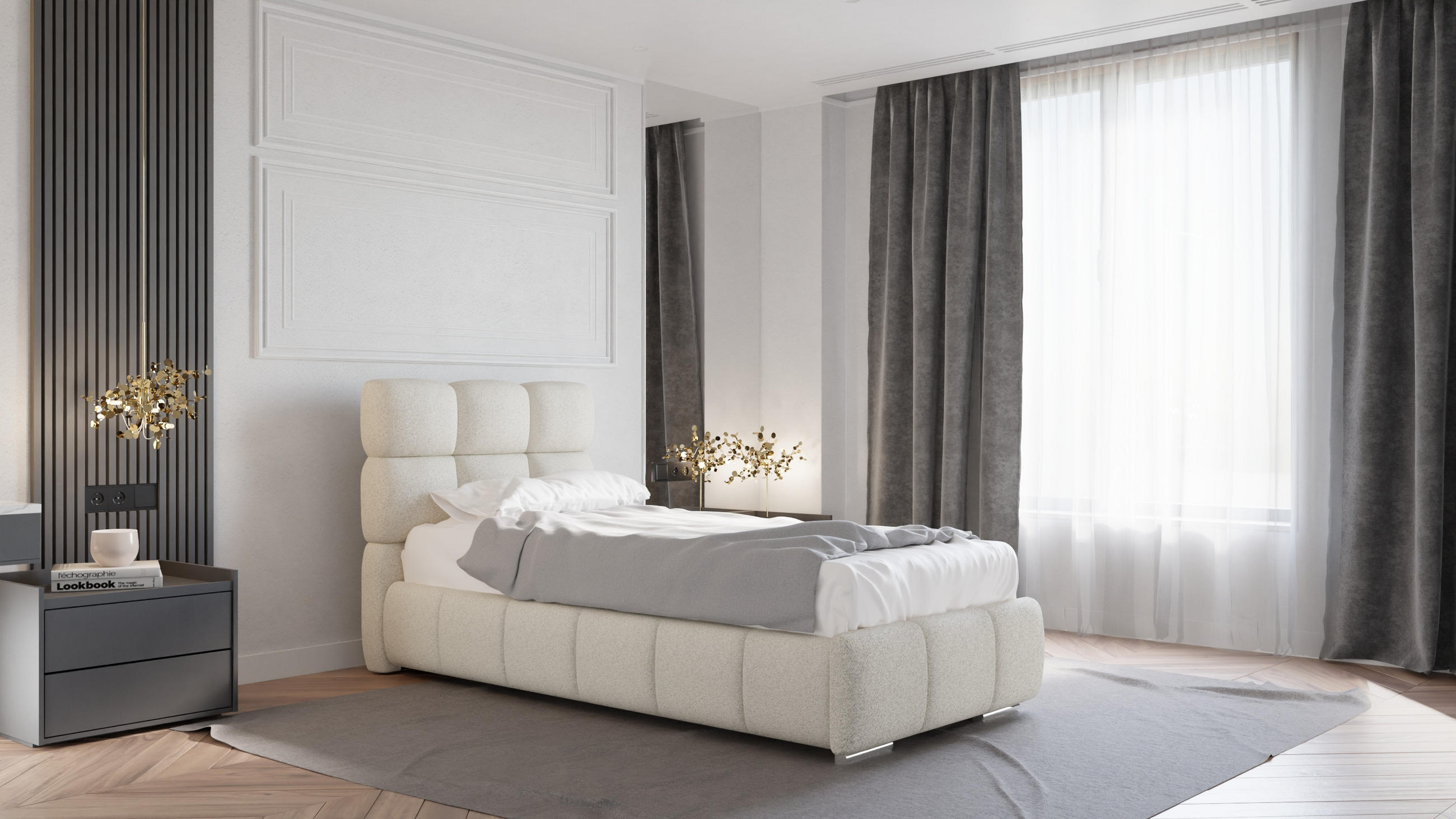 POLSTERBETT Bliss 100 x 200 cm mit Bettkasten und Lattenrost Federkernmatratze Pocket - beige - Beige, Holz (100/200cm) - Panda Möbel