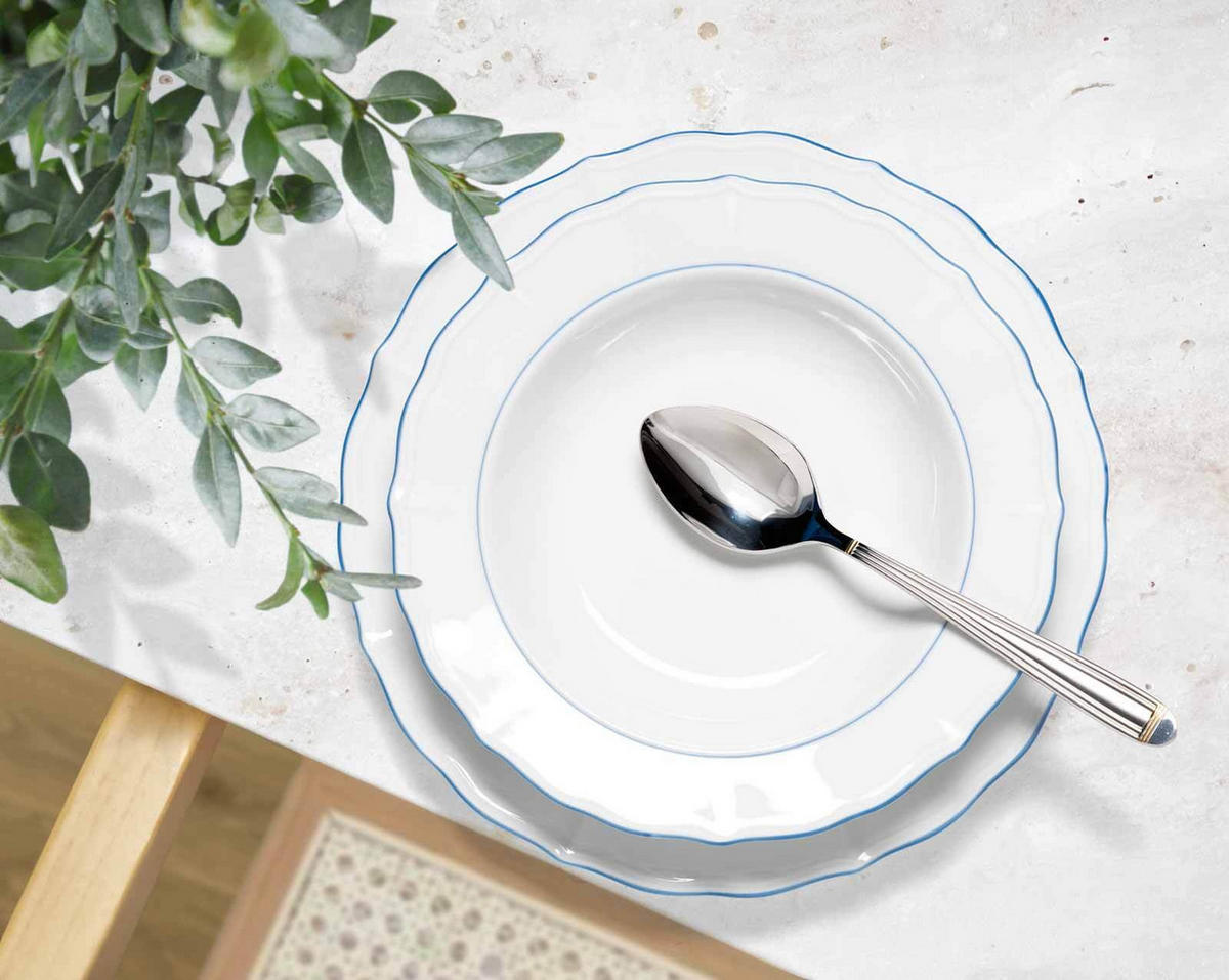 KOMBISERVICE Sonate Blue Lines weiß-blau 30er Set - Blau/Weiß, Keramik (1/1/1cm) - Seltmann Weiden