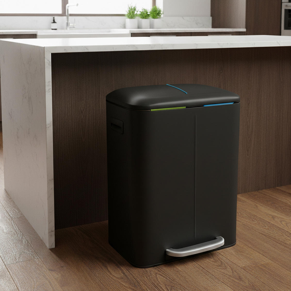 MÜLLEIMER - Schwarz, Kunststoff/Metall (44.5/60/41cm) - Relaxdays