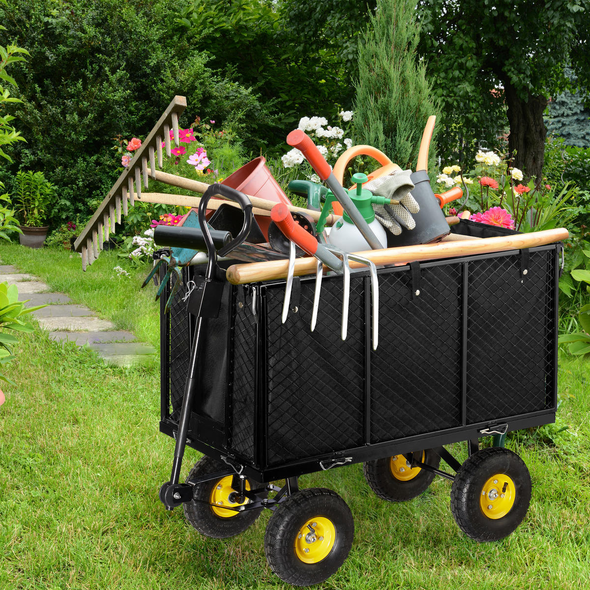 HANDWAGEN - Schwarz, Kunststoff/Metall (51/83/110cm) - Relaxdays