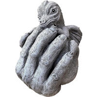 STEINFIGUR Drache Drachenbaby in Hand frostfest wetterfest - Grau, Stein (15/21/15cm) - stoneandstyle