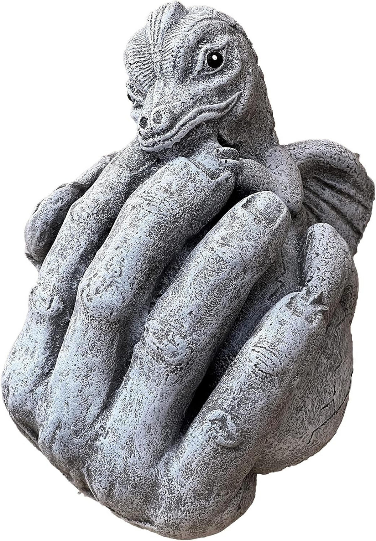 STEINFIGUR Drache Drachenbaby in Hand frostfest wetterfest - Grau, Stein (15/21/15cm) - stoneandstyle