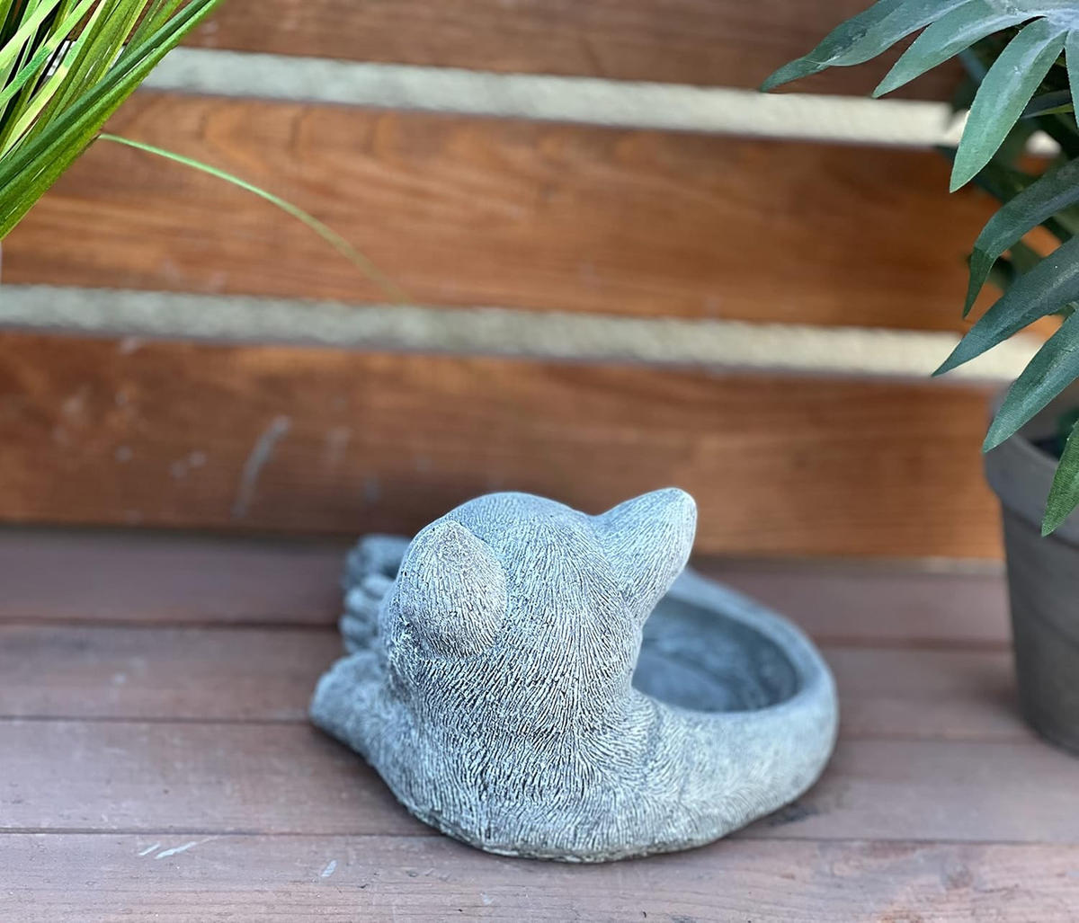 STEINFIGUR Tränke Napf Katze Steinguss frostfest wetterfest - Grau, Stein (20/9/16cm) - stoneandstyle