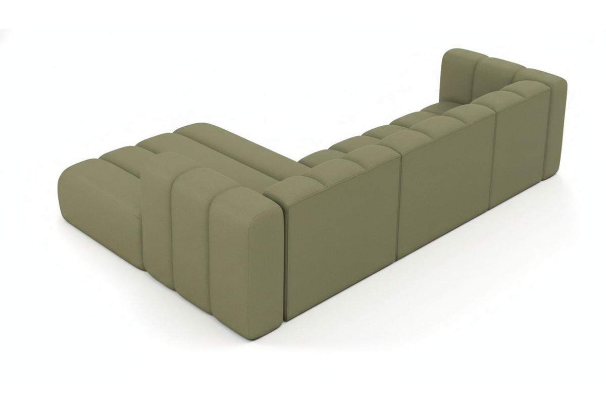 ECKSOFA L-Form Grand L 287 cm, Veloursstoff Salvador, Olive, Links - Olivgrün, Holz (287/179cm) - Kaiser Möbel