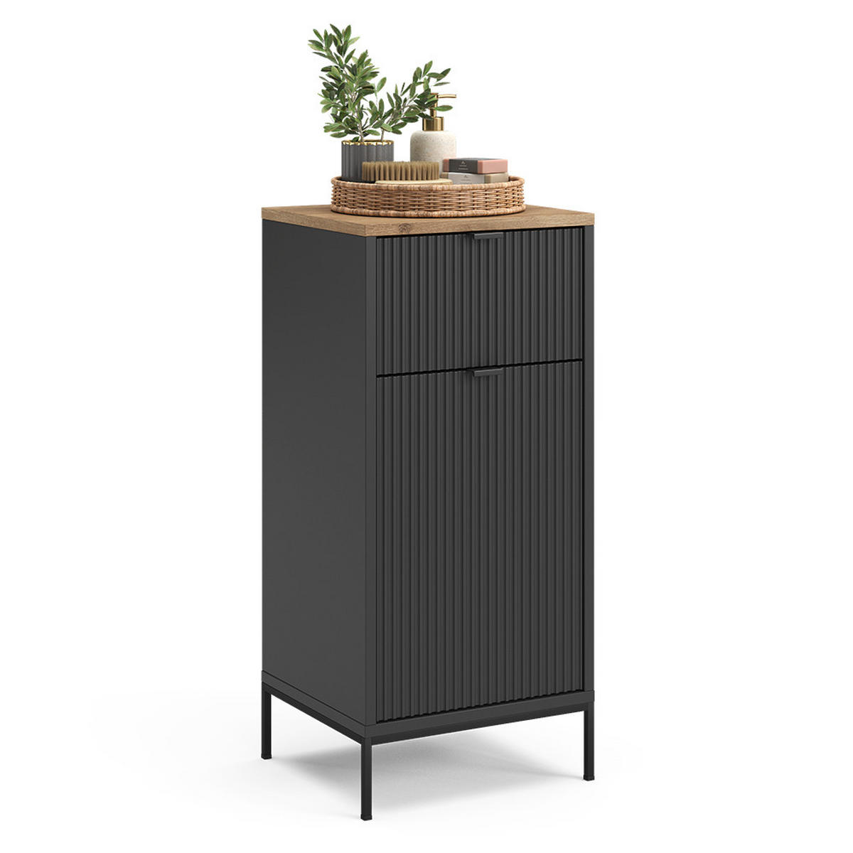 MIDI SKRINKA Eliza, čierna/Dub Viking, 40 x 87 cm - čierna/farba duba, kompozitné drevo (40/87/35cm) - Vicco