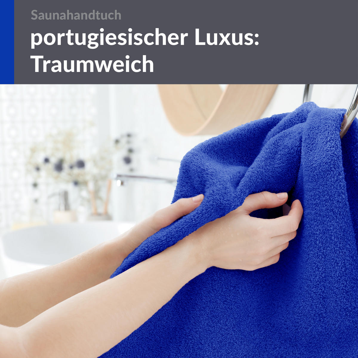 BADETUCH London Azur Blau 100x200 cm - Blau, Textil (100/200cm) - Lashuma
