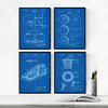 POSTER Set mit 4 Blau Patenten Basketball A4 Rahmenlos - Klar, Papier (29.7/3cm) - Nacnic