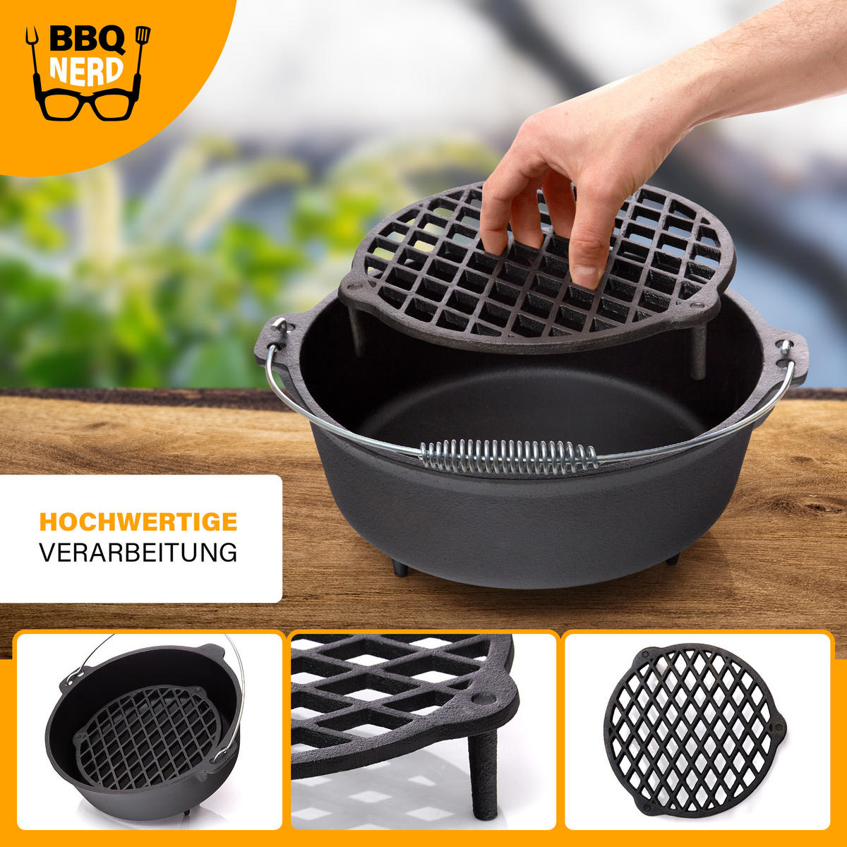 STAPELROST Gusseisen Ø26cm für 7,3/9L Dutch Oven Feuertopf - Schwarz, Metall (25/5/25cm) - BBQ Nerd