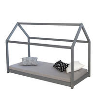 HAUSBETT mit Matratze 90/200 cm Grau - Grau, Holz (206/141/96cm) - Homestyle4u