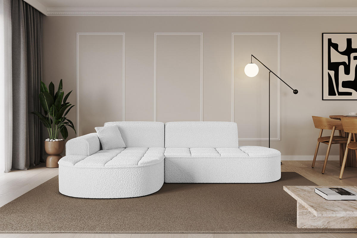 ECKSOFA Ottomane Links TARO-L1 - 243x171x79,5 cm Weiß - Weiß, Holzwerkstoff/Textil (243/171cm) - ALTDECOR