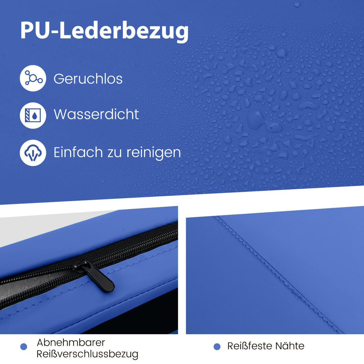 GYMNASTIKMATTE Navy - Dunkelblau, Leder (300/117cm) - COSTWAY