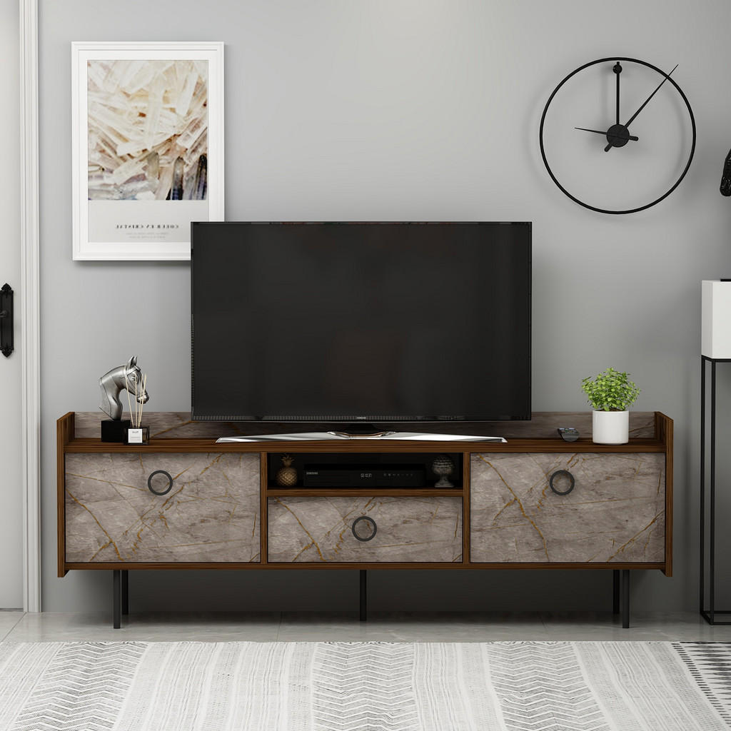Thumbnail - moebel17 Tv-Lowboard, Braun, Grau, Holzwerkstoff, Rechteckig, 184x63x37 cm, Wohnzimmer, Wohnwände, Lowboards, Lowboards ...