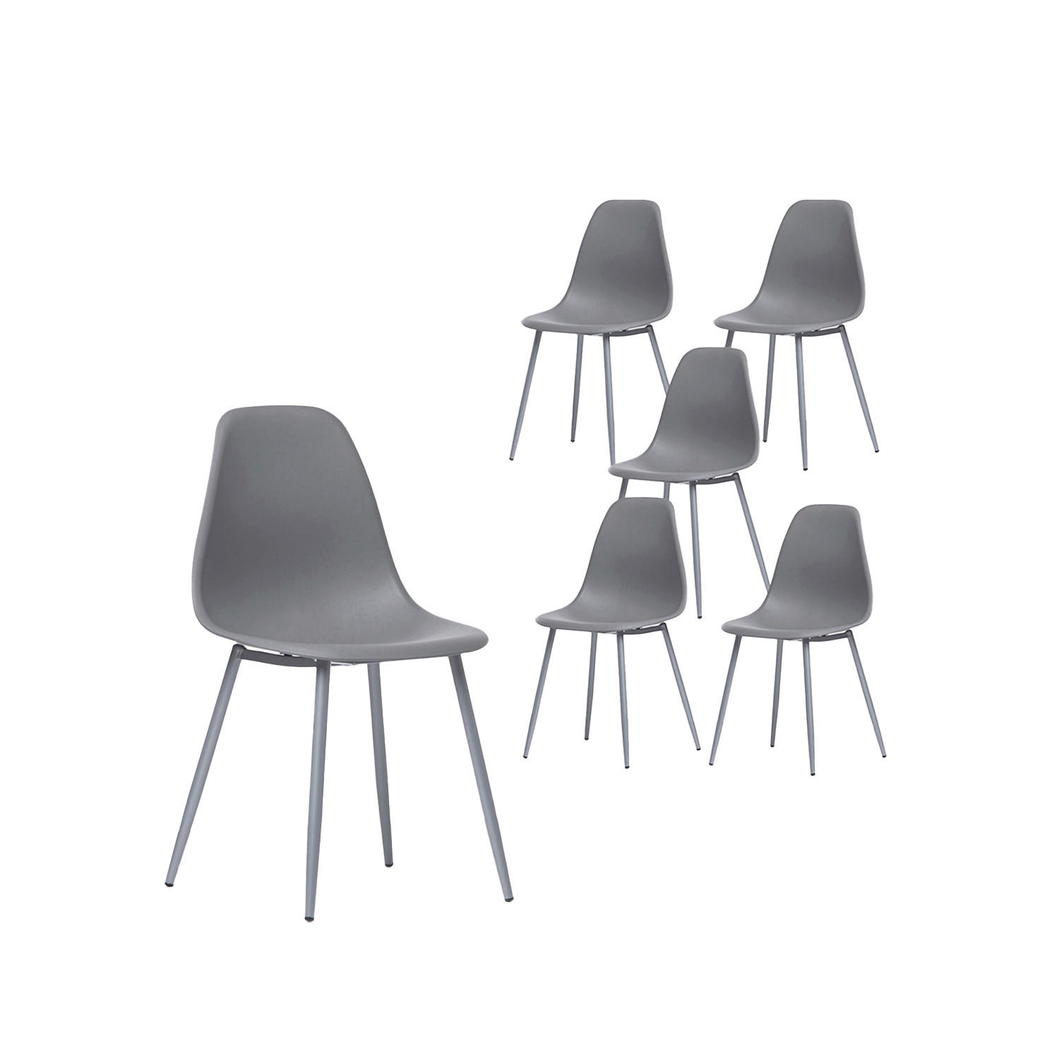 ESSZIMMERSTUHL Nina Grau 45 cm x 80 cm 6er-Set - Grau, Kunststoff (45/80/53cm) - Klast Home