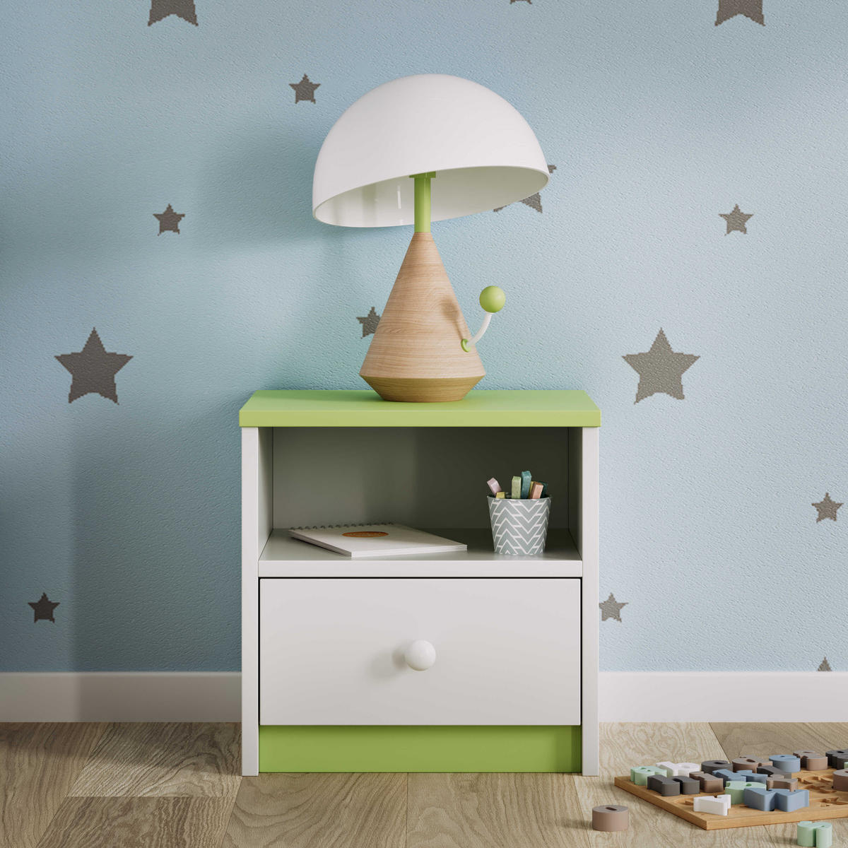 KINDER-NACHTTISCH Babydreams 39/40/30 - Grün, Holzwerkstoff (39/40/30cm) - Kocot Kids