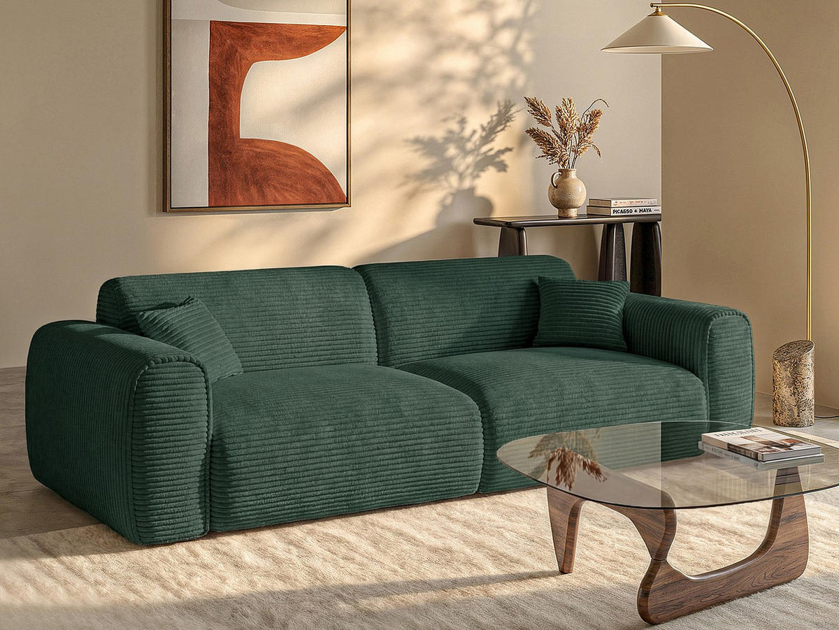 SCHLAFSOFA - 4 Personen - Samt, Stoff - Tannengrün - - Waldgrün, Textil (236/73/100cm) - Vente-Unique