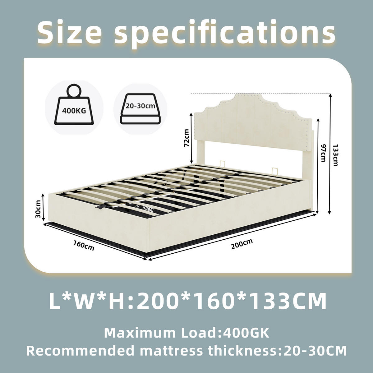 STAURAUMBETT 160/200 cm DE-32979 mit Hydraulik-Stauraum und Matratze Beige - Beige, Metall (160/200cm) - ComfortXL