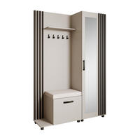 GARDEROBENSCHRANK Livia mit Aufhängern und Spiegel, Kaschmir, Schwarz, links - Kaschmir/Schwarz, Holzwerkstoff (137/207/42cm) - Beautysofa