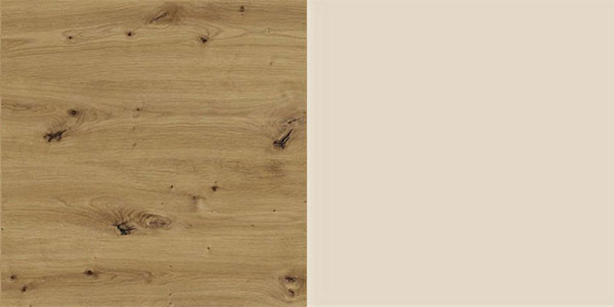 WINKELKÜCHE Brerra Artisan Eiche / signalviolett - perlweiß semi matt 12-teilig - Violett/Weiß, Holzwerkstoff (310/207/210cm) - Feldmann-Wohnen