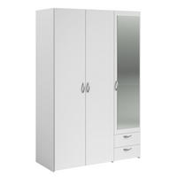 KLEIDERSCHRANK 3-trg. mit Spiegel Parisot Daily 4 Holzdekor Weiß - Weiß, Kunststoff (120/185/51cm) - 58aufmkessel