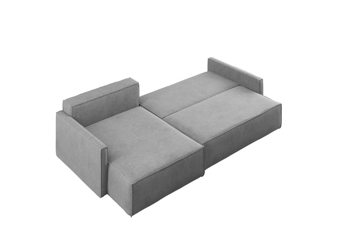 SCHLAFSOFA Carlos L-Form, Ecksofa Mit Bettkasten Und Schlaffunktion Stoff Salvador Links Grau - Grau, Holz/Textil (142/83/250cm) - Kaiser Möbel