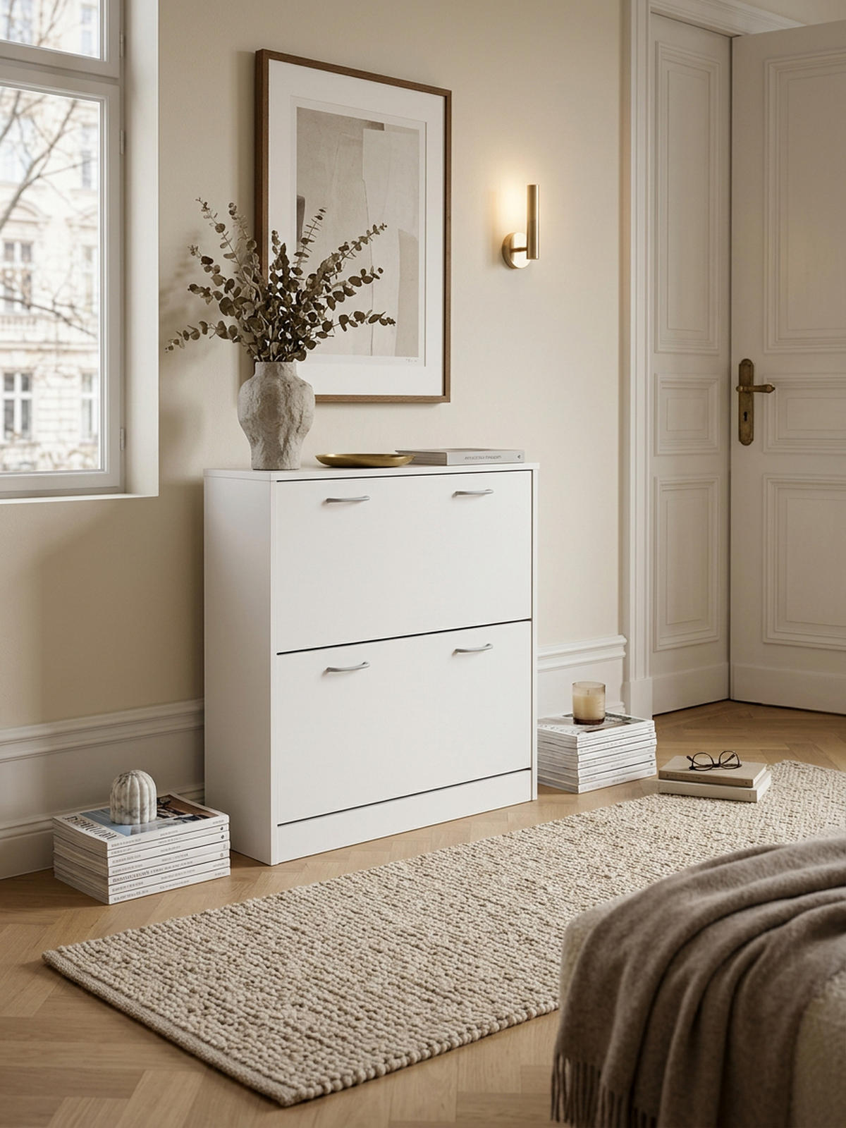 SCHUHREGAL Holz für 20 Paar Schuhe mit offenen Fächern, Weiß 75x24x87 cm - Weiß, Holz/Kunststoff (75/87/24cm) - KADIMA DESIGN