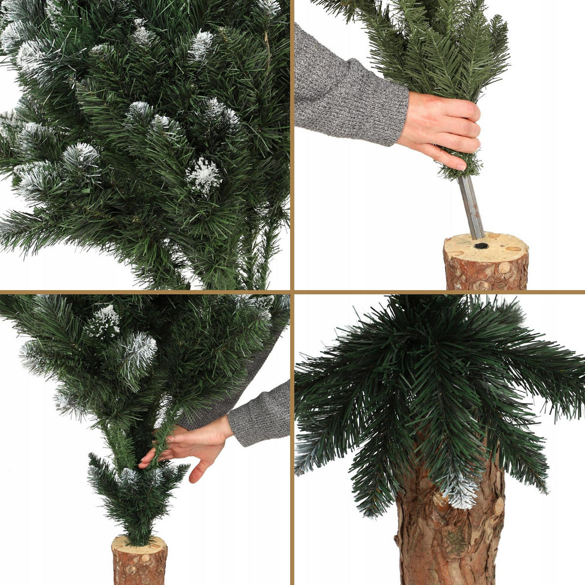 KADAX Künstlicher Weihnachtsbaum auf Stamm, Diamant, 220 cm, Kiefer - Grün, Holz/Kunststoff (220cm) - KADAX