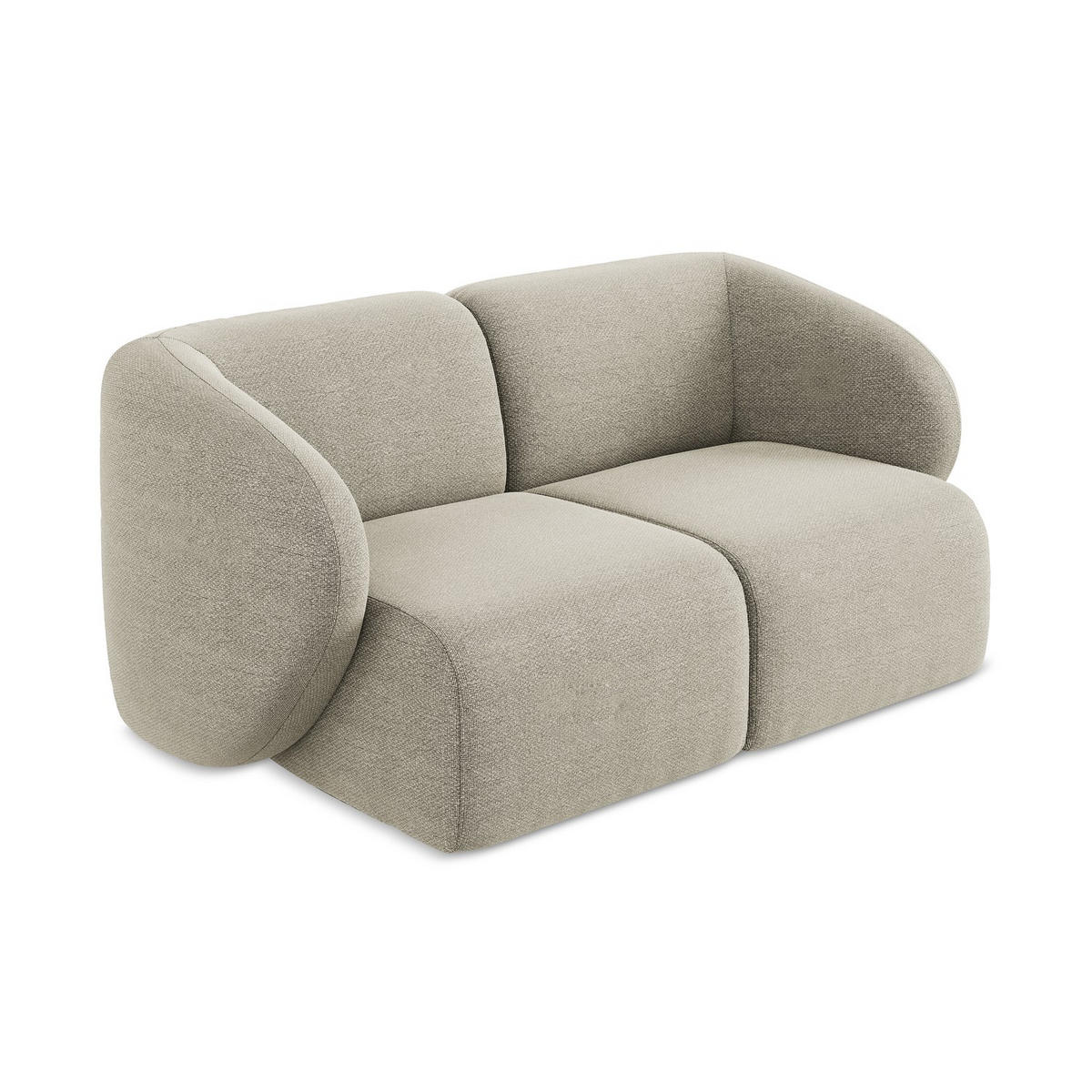 2-SITZER-SOFA Bouclé Stoff Grau - Taupe/Schwarz, Holzwerkstoff/Kunststoff (174/75/94cm) - LaMiaSofa