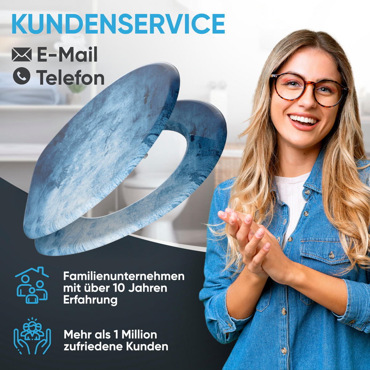 WC Sitz mit Absenkautomatik Solium - Blau, Holzwerkstoff (38/6/47cm) - Sanilo