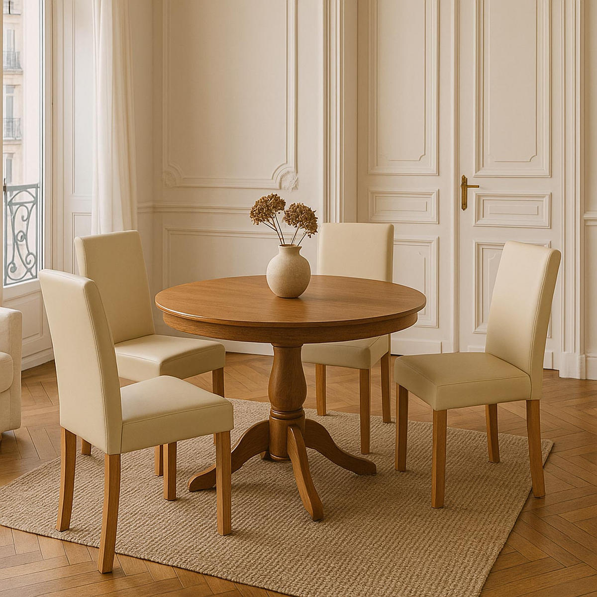 ESSZIMMERSTUHL Beige, Braun 4er-Set - Beige/Creme, Textil (43/90/56cm) - MCW