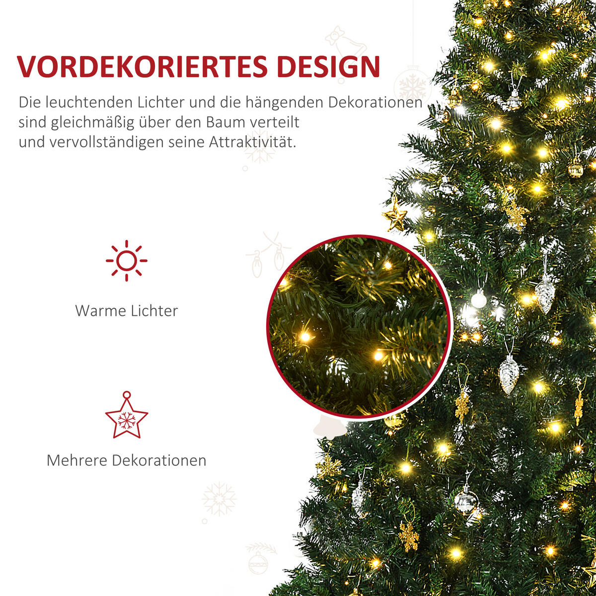 WEIHNACHTSBAUM Tannenbaum Christbaum LED Lichtfaser Baum Stern - Grün, Kunststoff/Metall (180cm) - HOMCOM