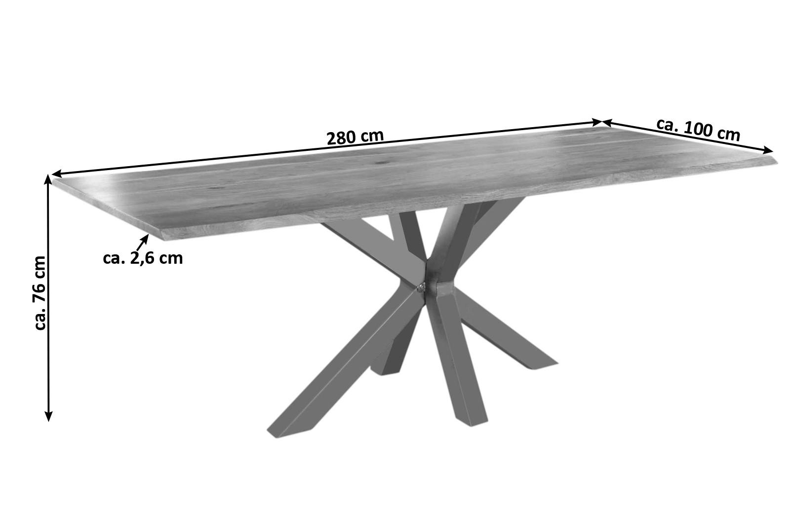 ESSTISCH SPYRO - Beige/Silberfarben, Holz/Metall (100/280/76cm) - SAM