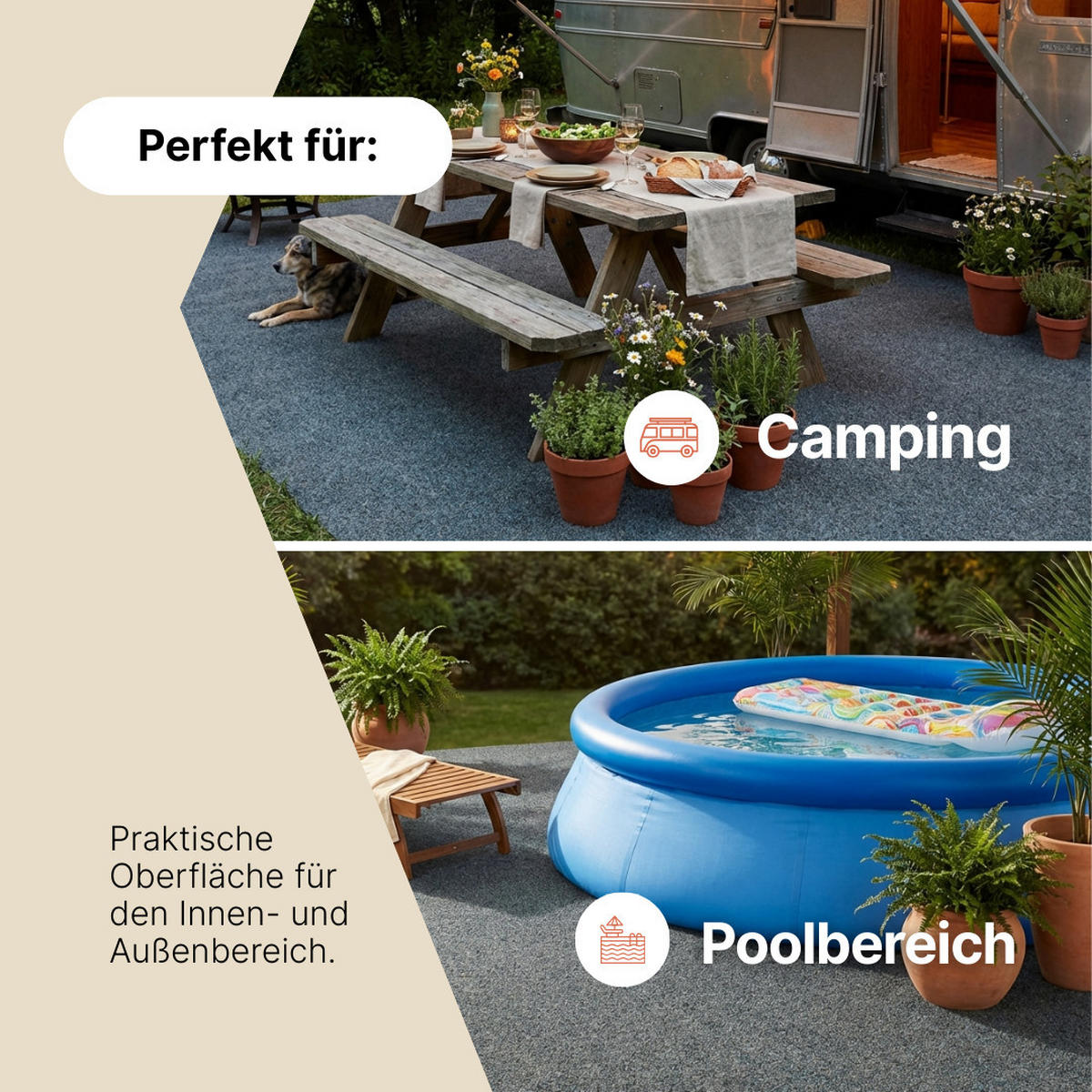 KUNSTRASEN Magic Forest 6,5 mm – Rasenteppich für Balkon, Terrasse & Garten, wetterfest 300/350 cm - Grau, Textil (300/350cm) - Tapiso