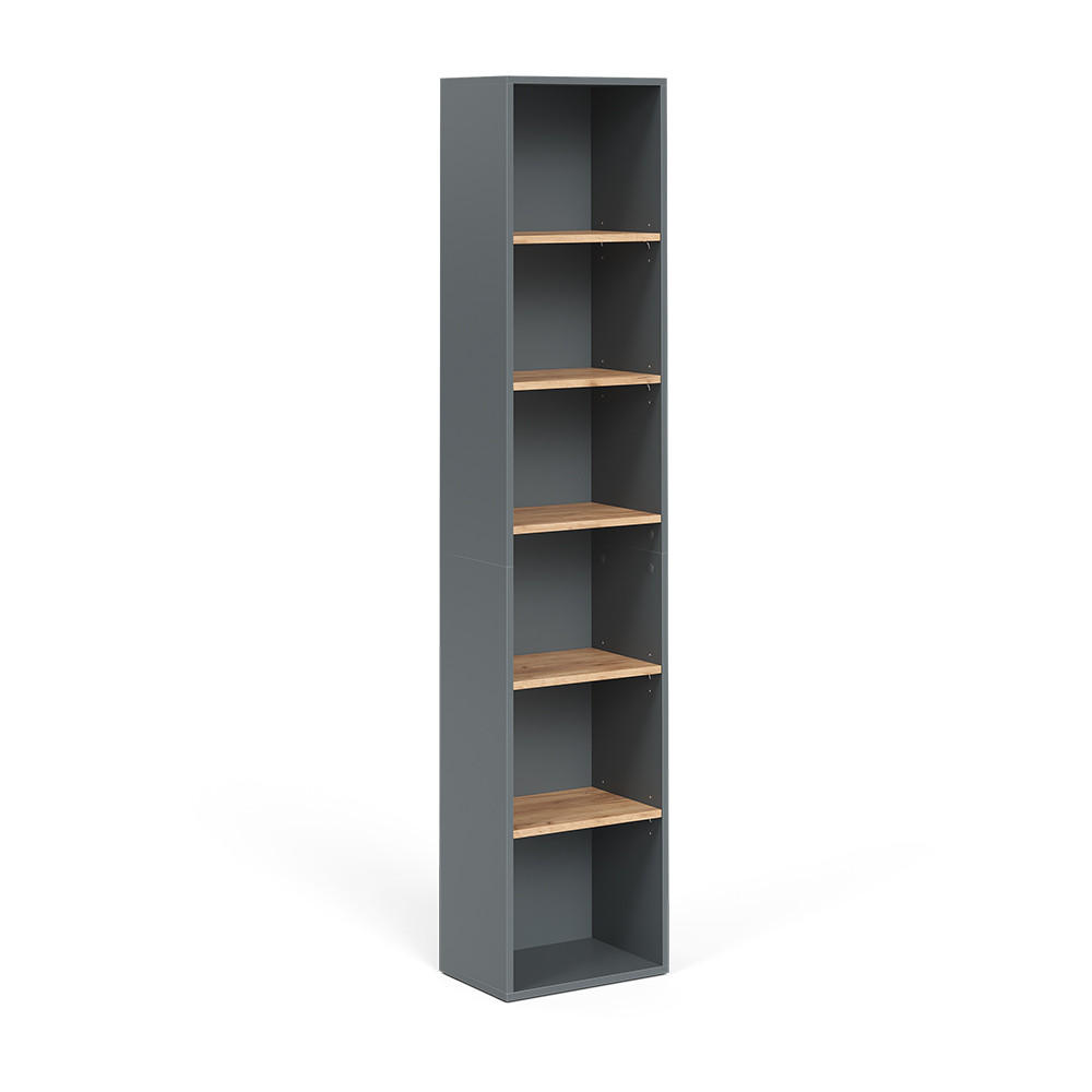 HOCHREGAL Viktor Anthrazit/Goldkraft Eiche 40.2 x 188.6 cm - Honigeiche/Anthrazit, Holzwerkstoff (40.2/188.6/27.3cm) - Vicco