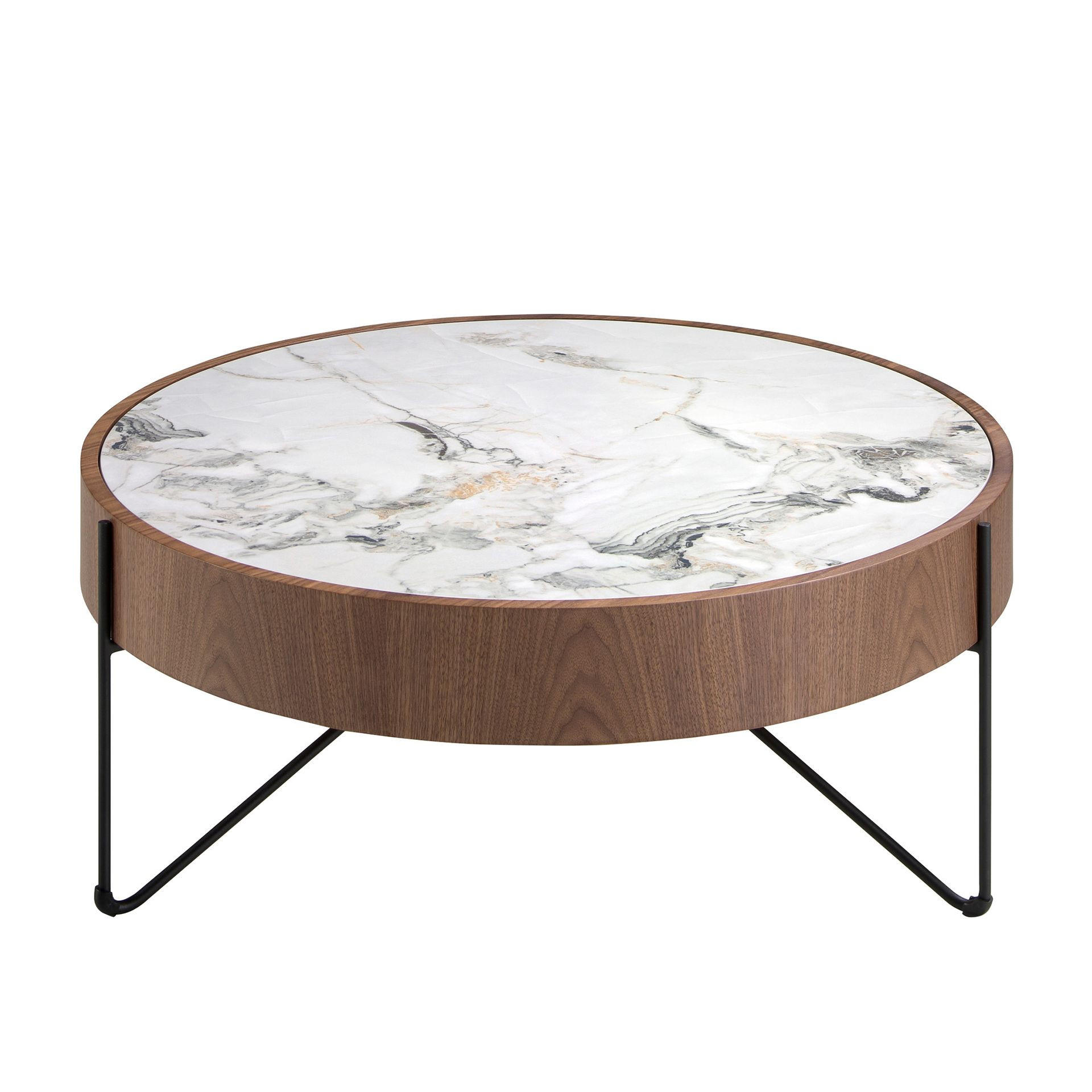 Angel Cerda Couchtisch Walnuss, Weiß, Schwarz 81x33x81 cm