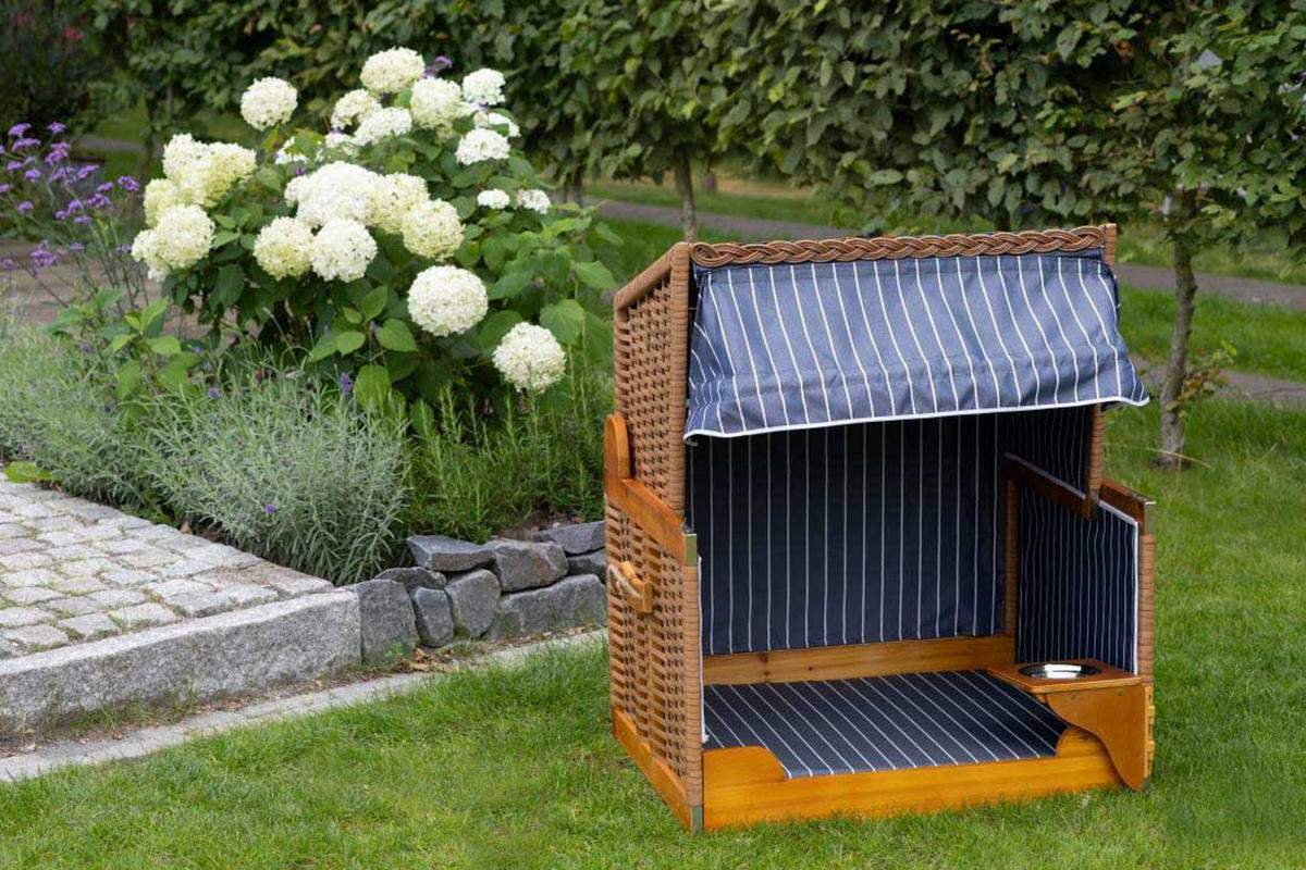 HUNDESTRANDKORB Wacholder Blau - Blau/Braun, Metall (80/95/65cm) - Mr. Deko