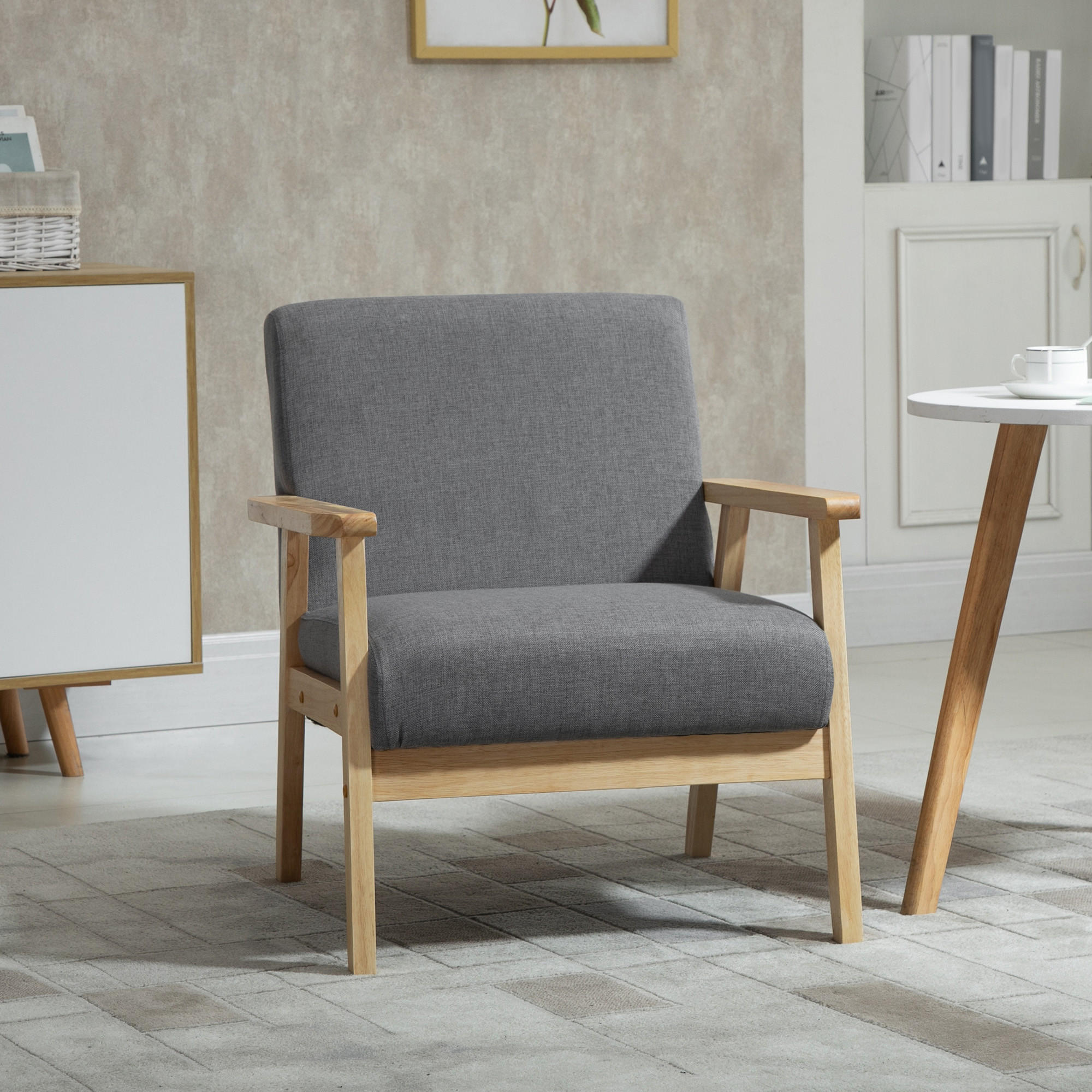 OHRENSESSEL, Massivholz, Grau - Grau, Textil (70/72/64cm) - HOMCOM