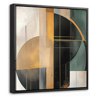 LEINWAND Bilder mit Rahmen - Abstrakt - Gold - Bronze - Grün - Formen - Modern - 20x20 - Multicolor, Textil (20/20cm) - MuchoWow