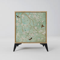 SIDEBOARD BLOOMING CHARM, Eichefarben, 57,5x42x70,5 cm, Schwarze Metall-Sternfüße - Eichefarben/Multicolor, Holzwerkstoff/Metall (57.5/70.5/42cm) - SpaceRebels