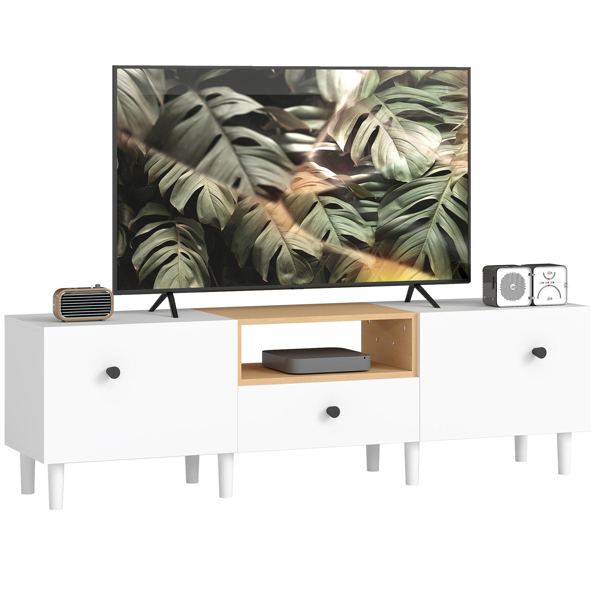 TV-MÖBEL Weiß 1 Stück - Weiß, Holzwerkstoff (150/45/35cm) - GiPP