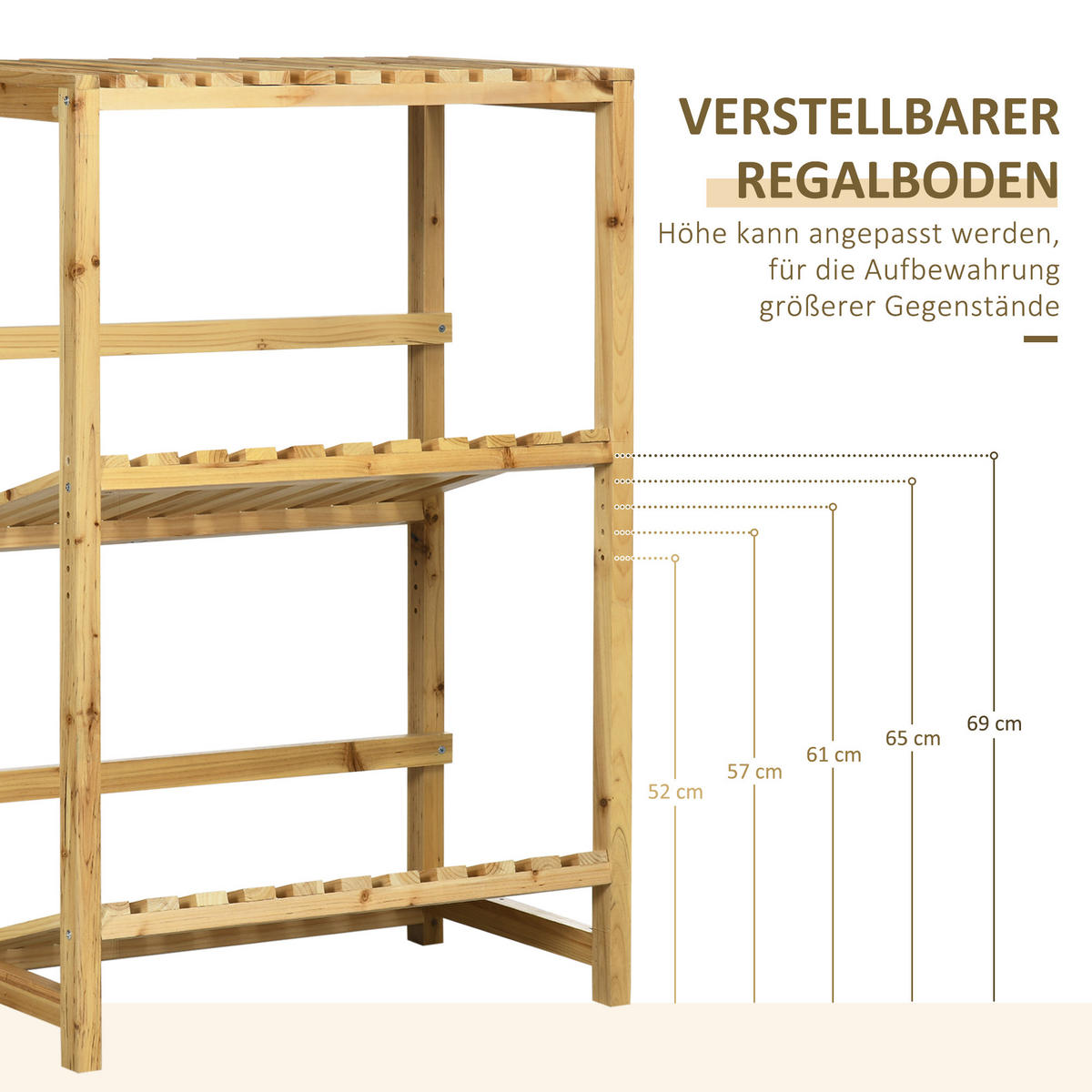 GETRÄNKEKISTENSTÄNDER, Kistenregal, für 4 Getränkekisten, Tannenholz, Natur - Fichtefarben, Holz (74/45/111cm) - Outsunny