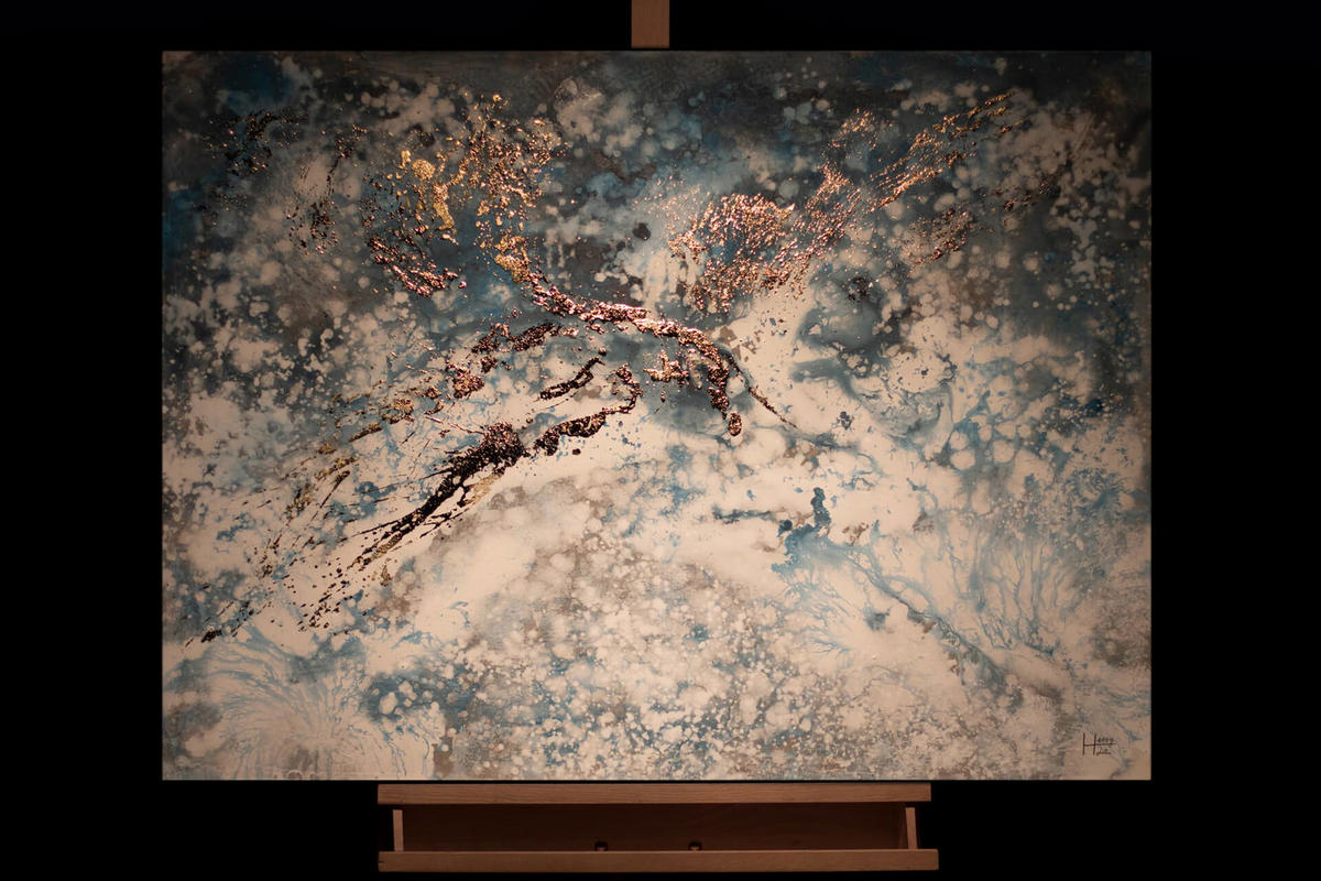 ACRYLBILD HANDGEMALT 100/75 cm - Blau/Weiß, Holz/Textil (1.78/75cm) - KUNSTLOFT