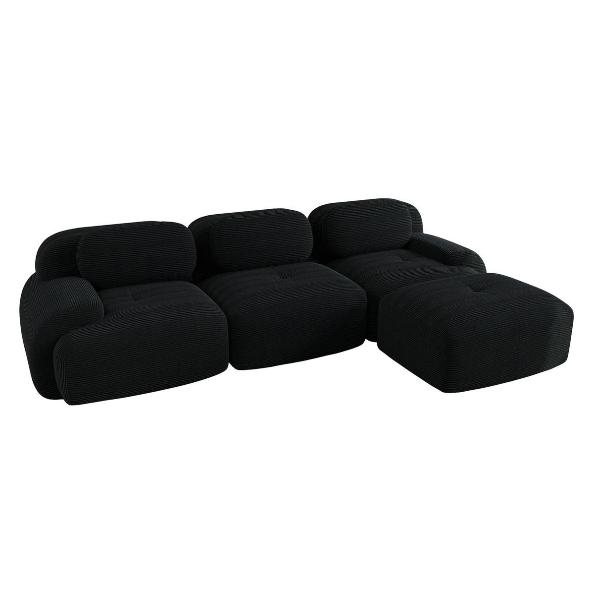 ECKSOFA 298/178/75 cm schwarz aus Cordstoff rahmenlos und montagefrei - Schwarz, Textil (178/298cm) - OKWISH