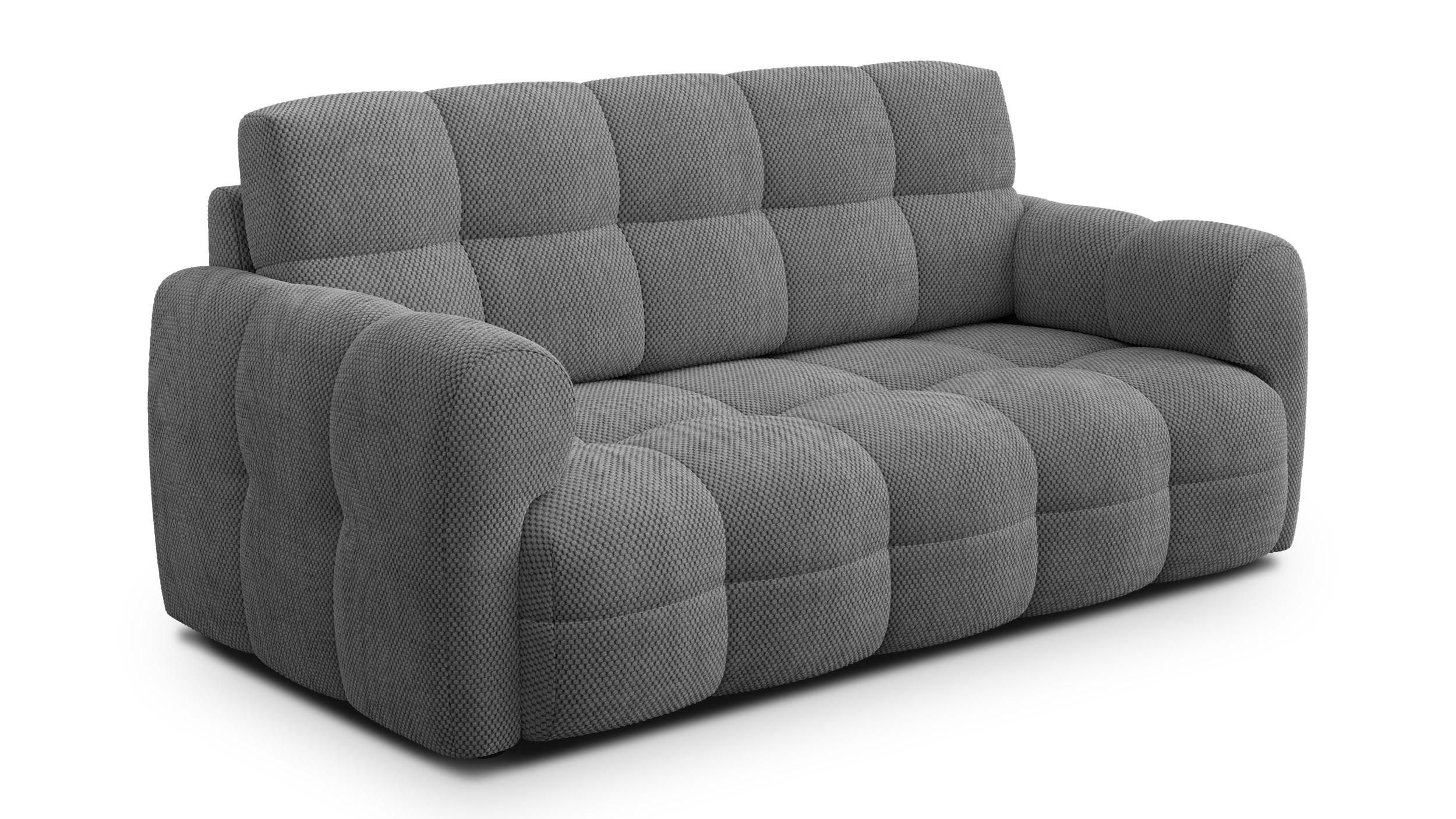 SOFA MELLOW 2,5-Sitzer, grau - Schwarz/Grau, Holz/Textil (183/87/98cm) - Courtois Laville