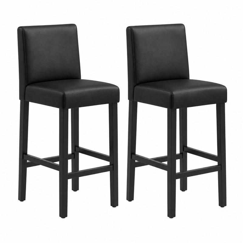 BARHOCKER 2er-Set mit Rückenlehne 48 x 41,5 x 110,5 cm Schwarz - Schwarz, Holz (41.5/110.5/48cm) - Meubliv